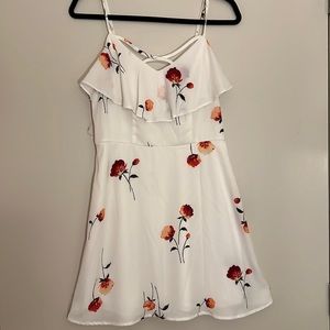 francesca’s - NWT Spaghetti Strap Lightweight Floral Dress in White, Size XL